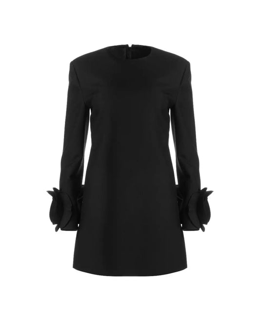 Valentino Garvani "Le Noir" floral ruffle-cuff mini dress Valentino