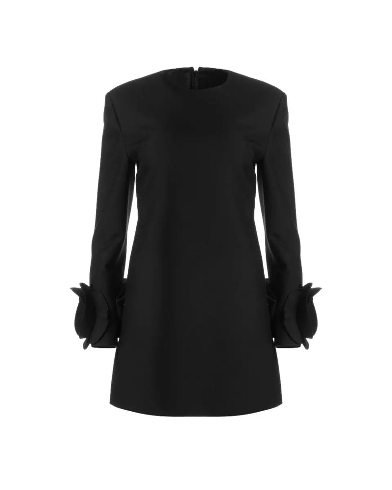 Valentino Garavani "Le Noir" floral ruffle-cuff mini dress thumbnail