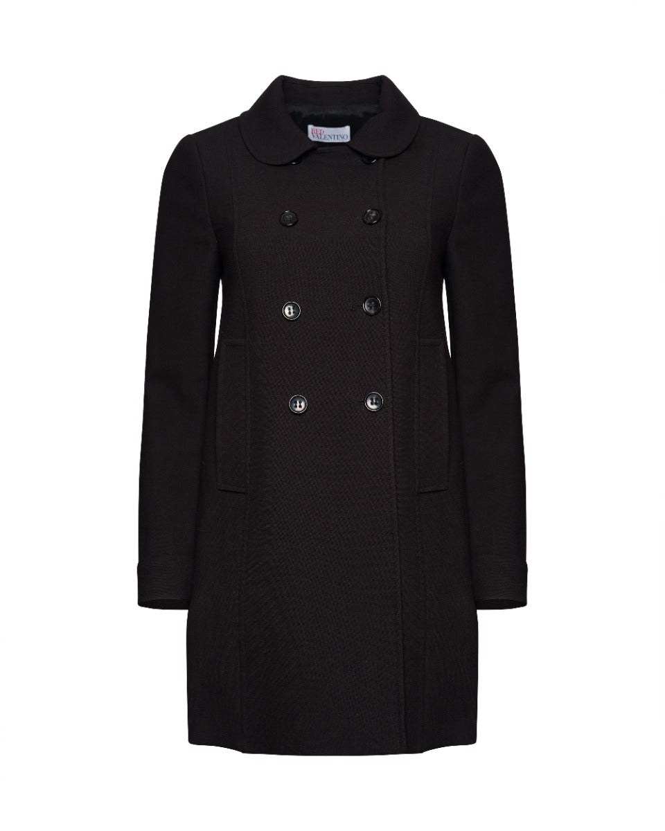 Valentino RED double-breasted stretch cotton black coat