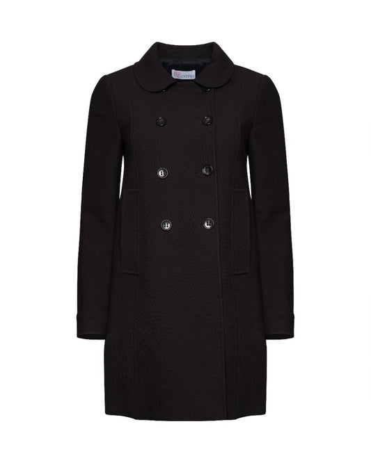 Valentino RED double-breasted stretch cotton black coat Valentino