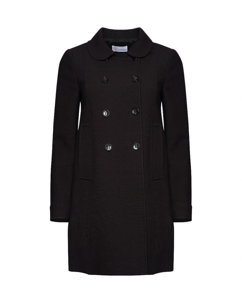 Valentino RED double-breasted stretch cotton black coat Valentino