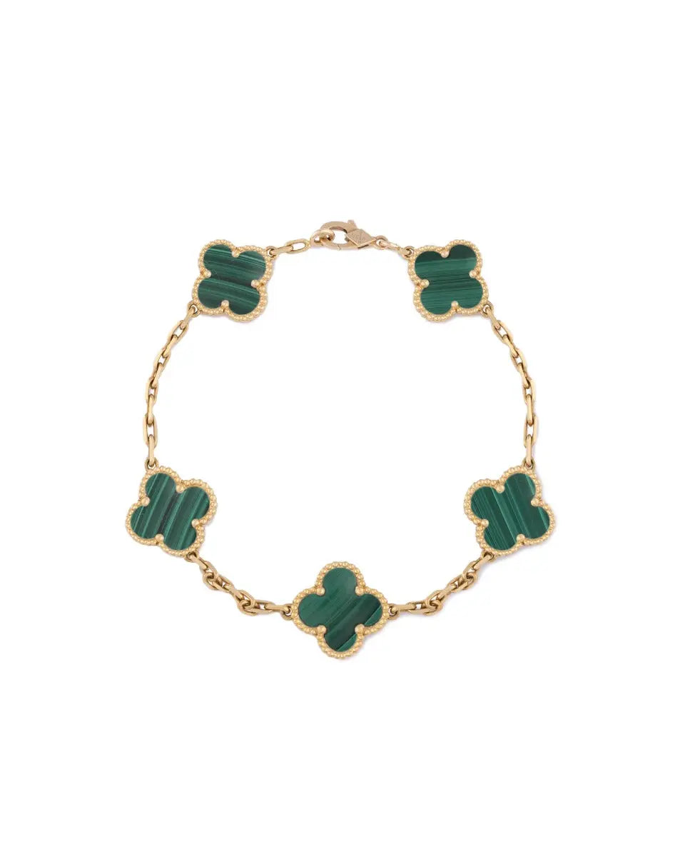 Van Cleef & Arpels Vintage Alhambra 5 motifs malachite bracelet Van Cleef & Arpels