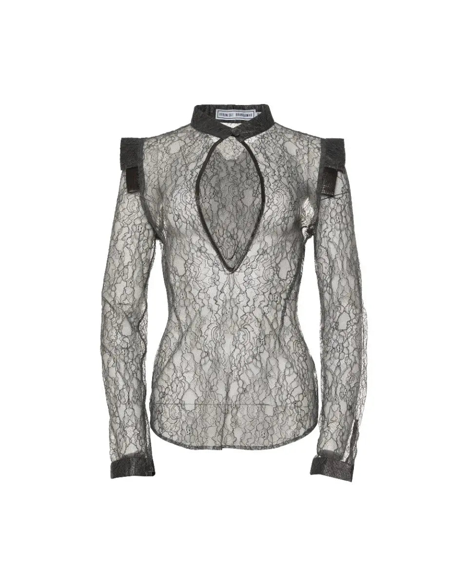 Veronique Branquinho sheer lace deep-neckline blouse Veronique Branquinho