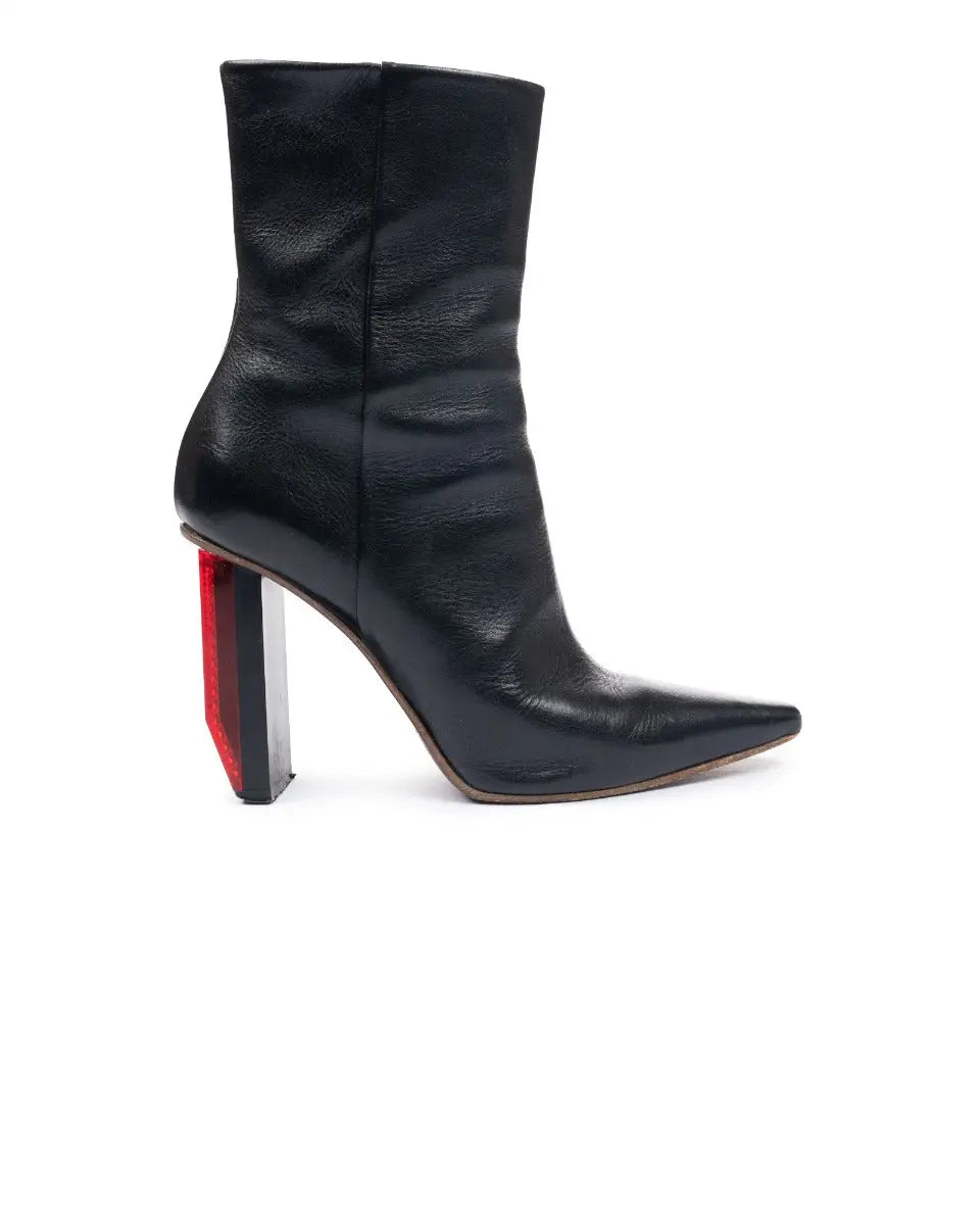 Vetements Reflector leather ankle black boots
