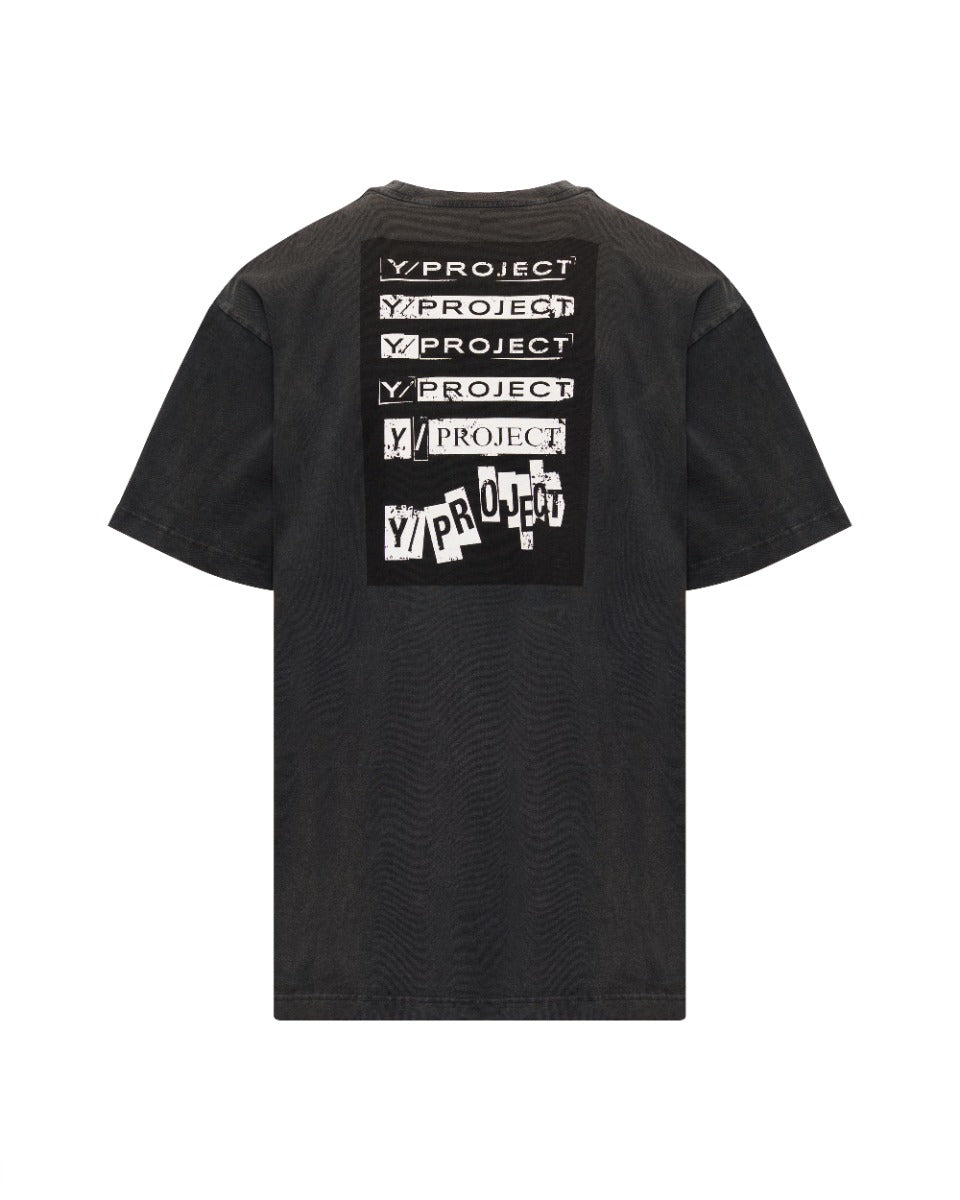 Y/Project Rock Band pinched logo grey t-shirt