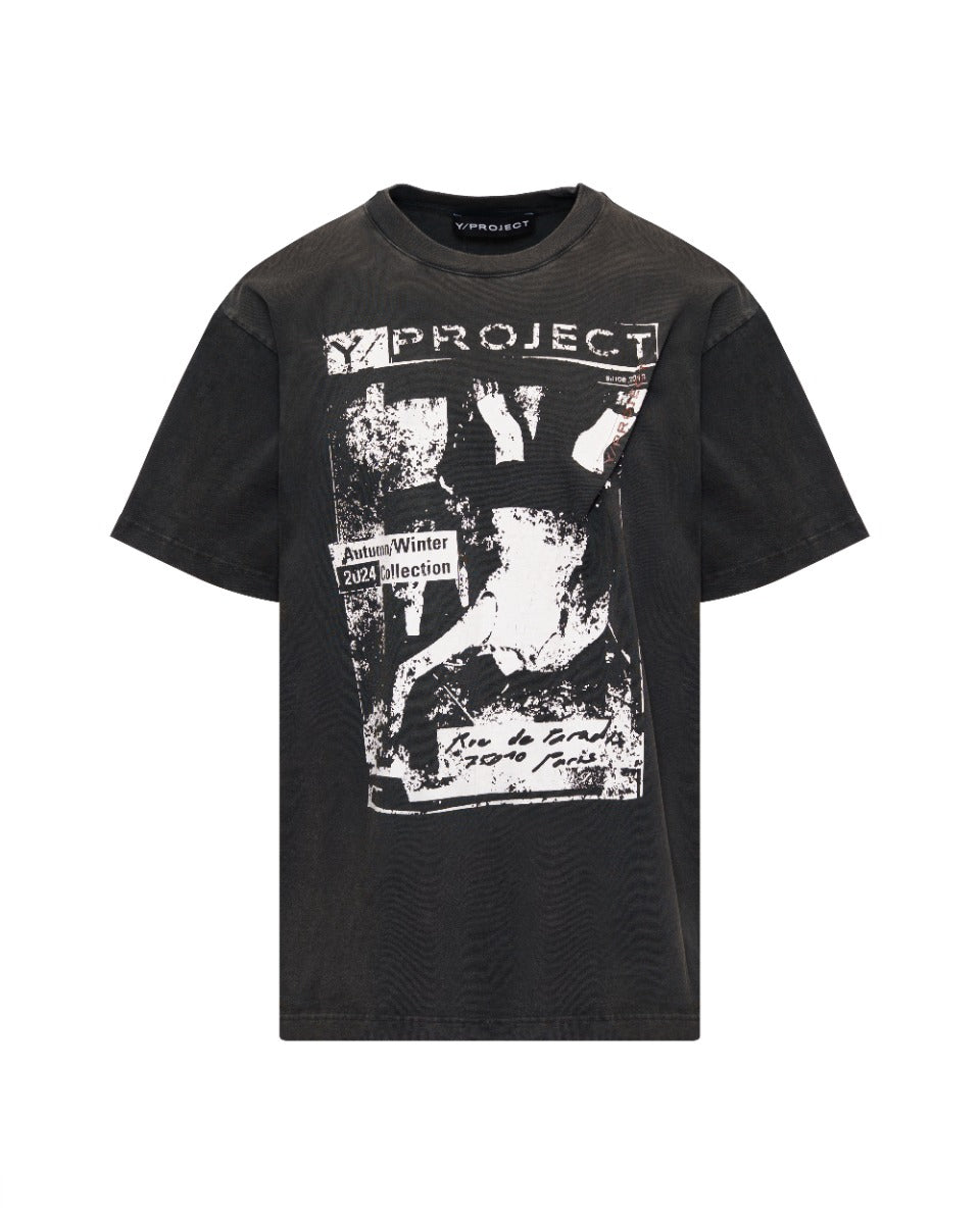 Y/Project Rock Band pinched logo grey t-shirt Y/Project