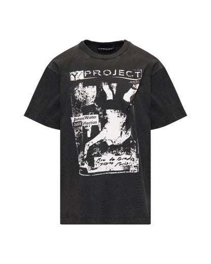 Y/Project Rock Band pinched logo grey t-shirt Y/Project