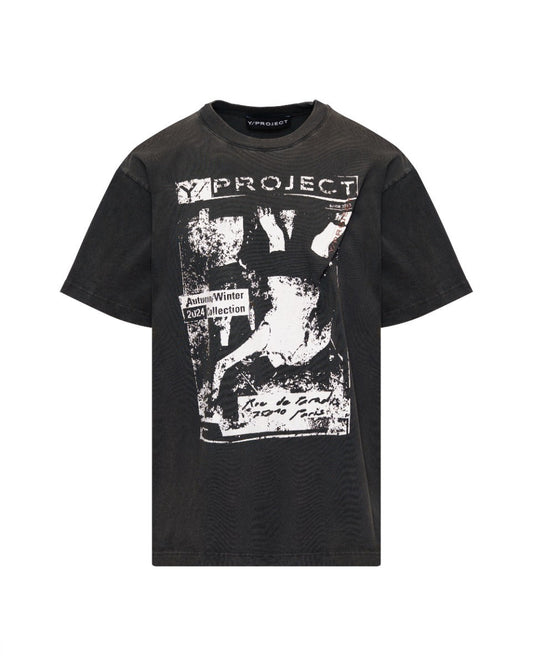Y/Project Rock Band pinched logo grey t-shirt Y/Project