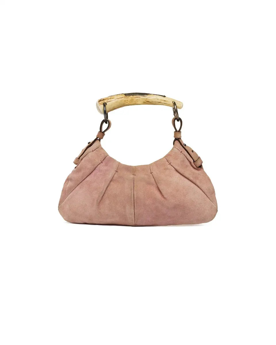 Yves Saint Laurent Rive Gauche Mombasa horn pink suede bag