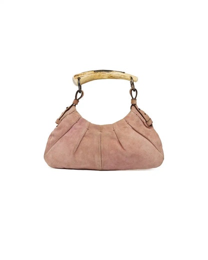 Yves Saint Laurent Rive Gauche Mombasa horn pink suede bag Saint Laurent
