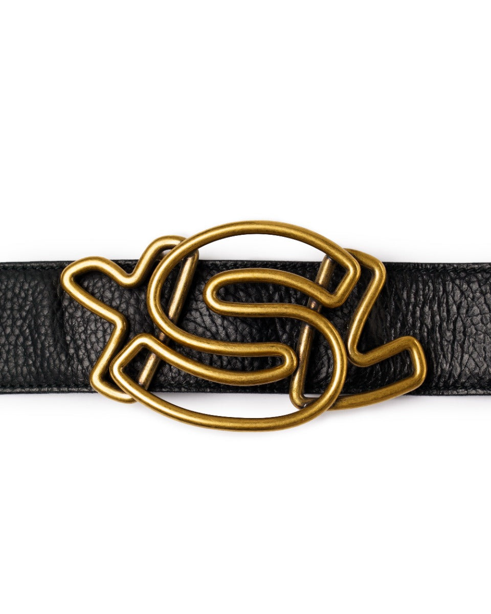 Yves Saint Laurent Rive Gauche wired logo buckle belt Saint Laurent