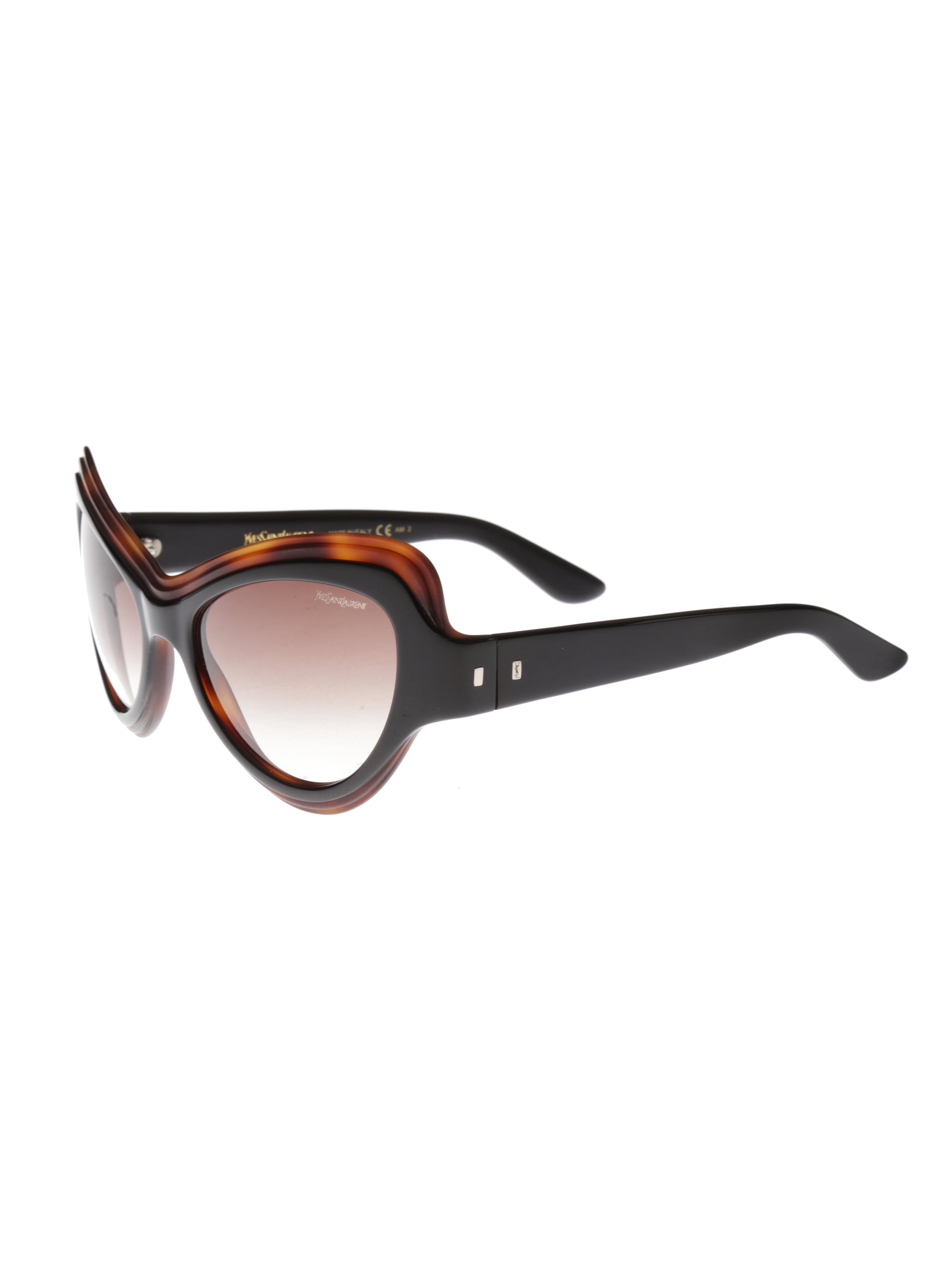 Yves Saint Laurent ’00s Havana Brown Cat Eye Sunglasses