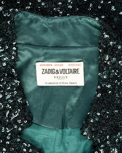 Zadig & Voltaire green sequin-embellished blazer jacket heathen.store.poland