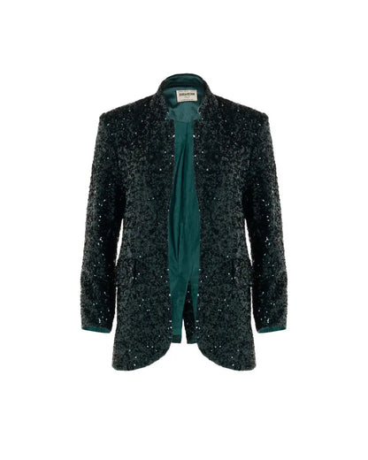 Zadig & Voltaire green sequin-embellished blazer jacket heathen.store.poland