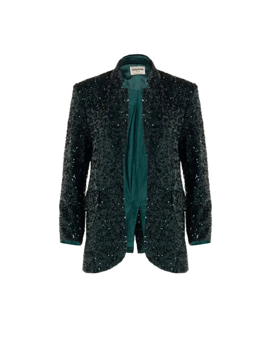 Zadig & Voltaire green sequin-embellished blazer jacket heathen.store.poland