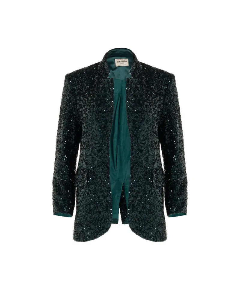 Zadig & Voltaire green sequin-embellished blazer jacket thumbnail