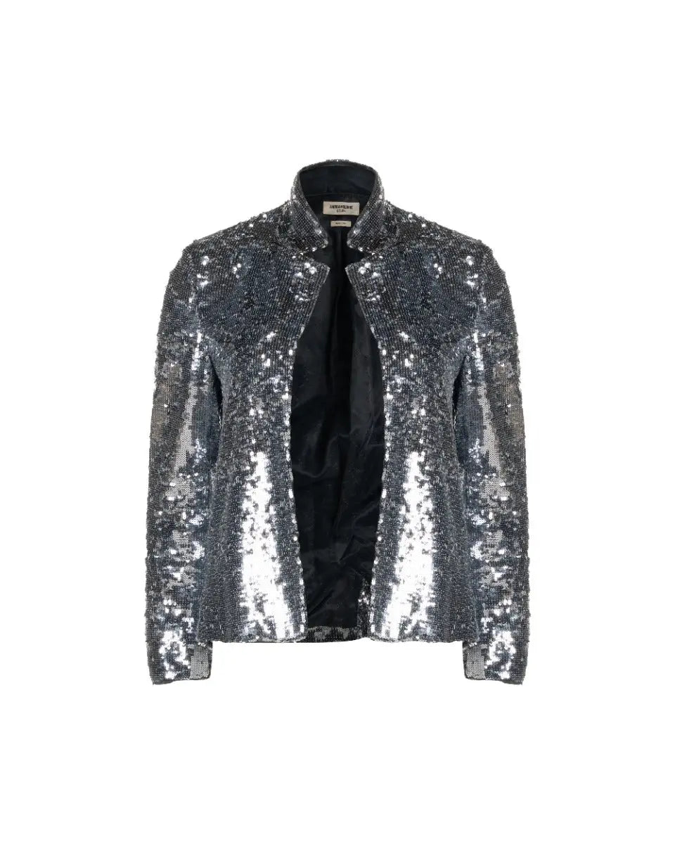 Zadig & Voltaire silver sequin-embellished blazer jacket heathen.store.poland