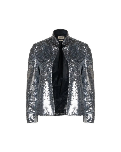 Zadig & Voltaire silver sequin-embellished blazer jacket heathen.store.poland