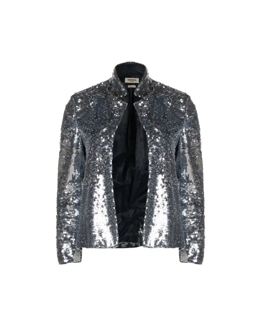 Zadig & Voltaire silver sequin-embellished blazer jacket heathen.store.poland