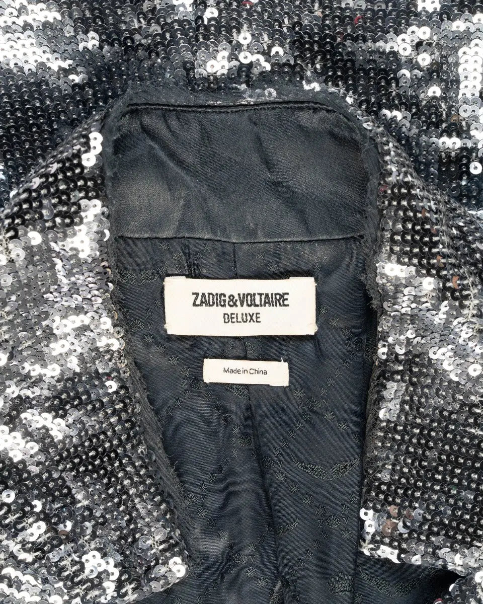 Zadig & Voltaire silver sequin-embellished blazer jacket heathen.store.poland