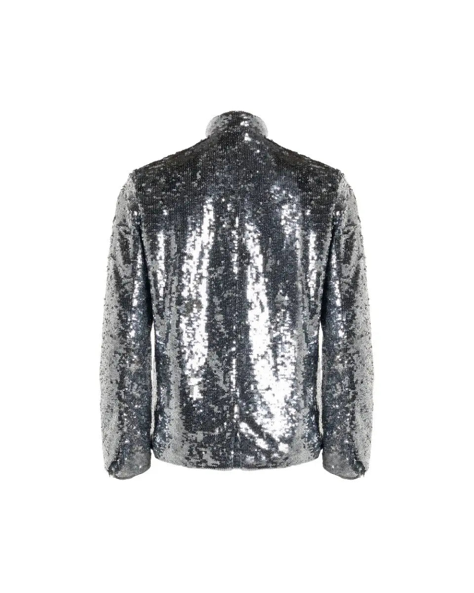 Zadig & Voltaire silver sequin-embellished blazer jacket