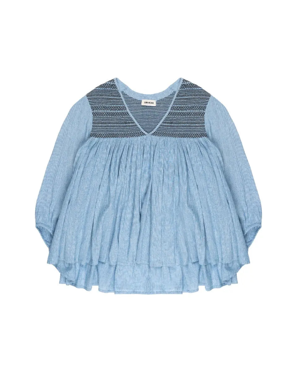 Zadig & Voltaire Taffy Smocked Chambrey tunic top heathen.store.poland