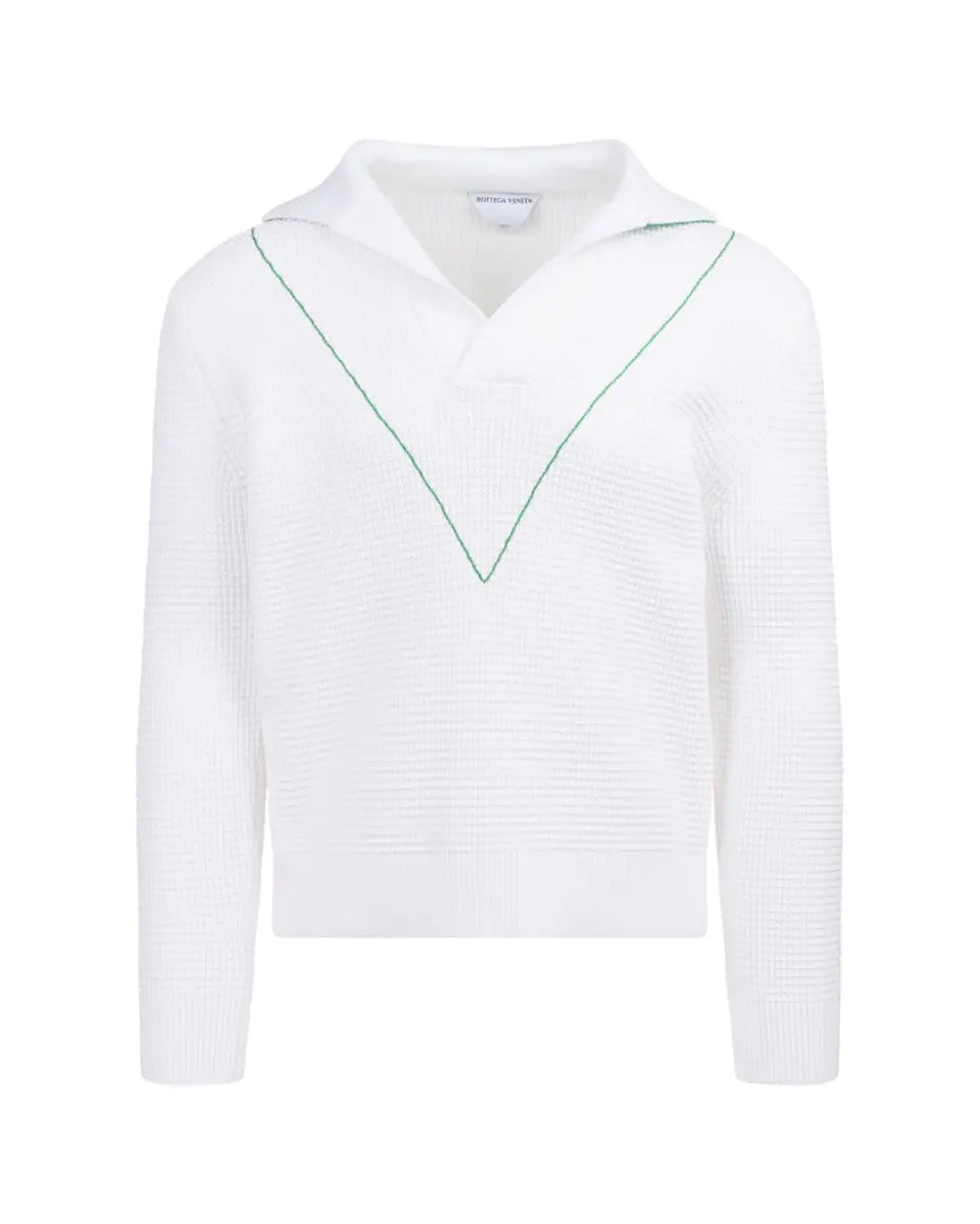 Bottega Veneta Salon 03 collared v-stitch white sweater