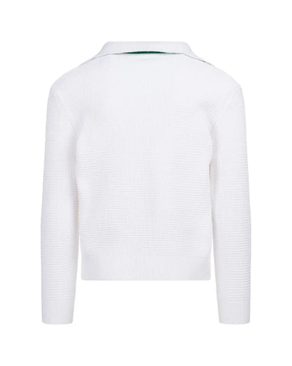 Bottega Veneta Salon 03 collared v-stitch white sweater Bottega Veneta