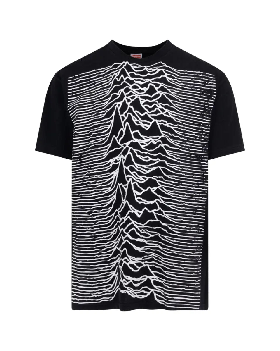 Supreme x Peter Saville Joy Division "Unknown Pleasures" waves black t-shirt Supreme