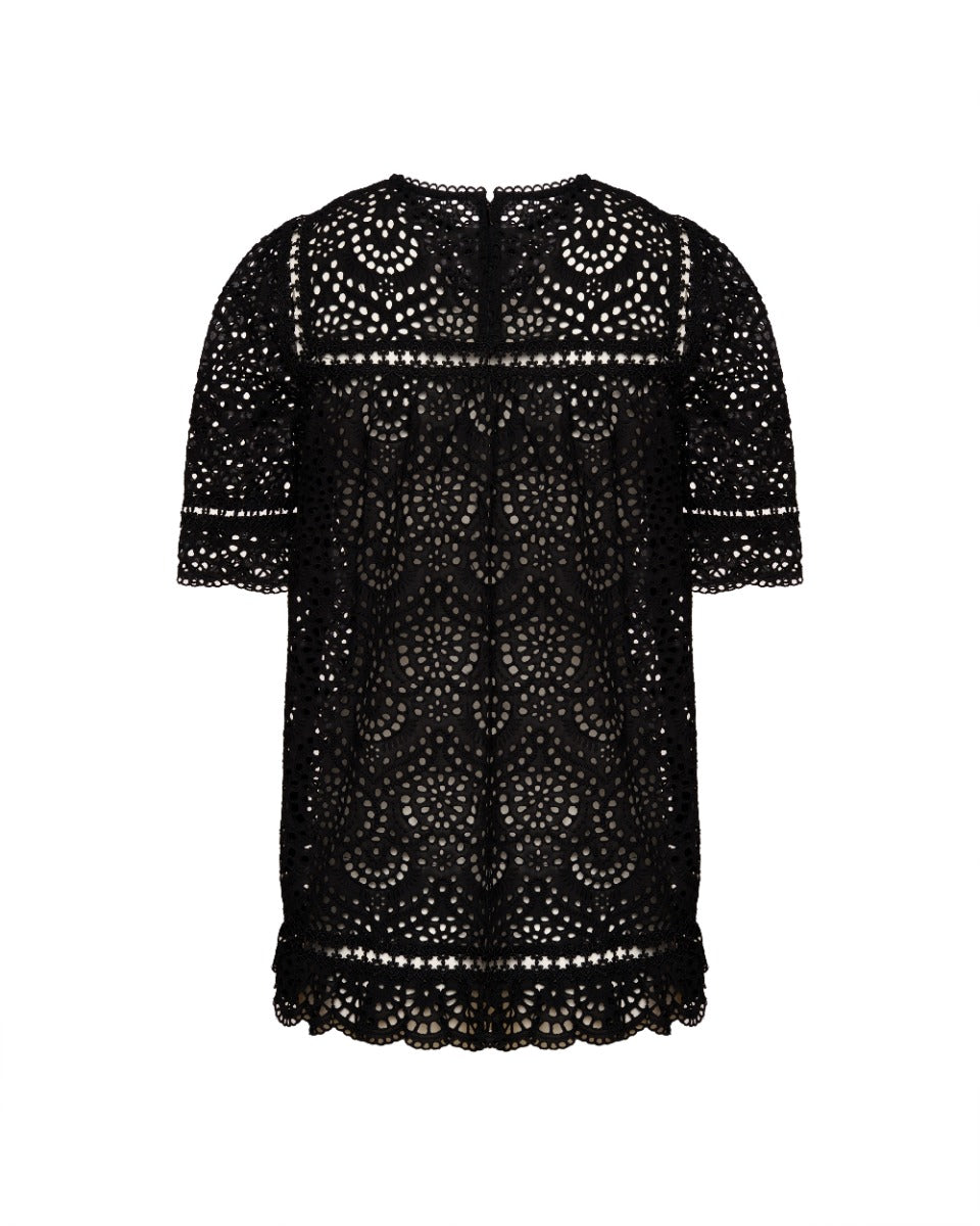Zimmermann crotchet black mini dress